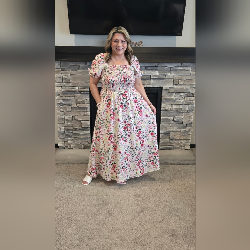 Floral Maxi Dress with Puff Sleeves